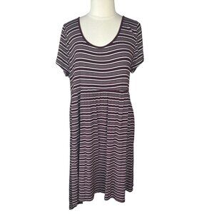 Foxxy Sundress Womens 2XL Maroon White Short Sleeves Stripes Casual